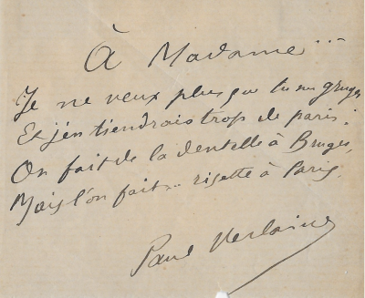 Paul VERLAINE – Poème autographe signé 2