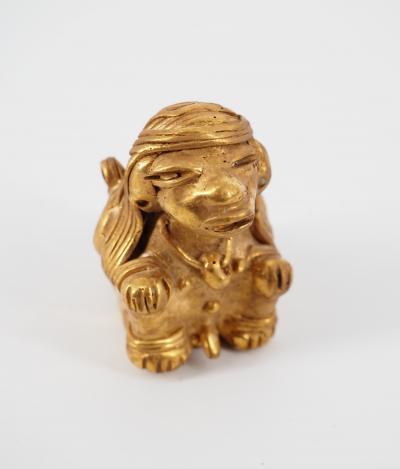 COLOMBIE Civilisation Taïrona - Vieux sage - Statuette en or tumbago 2