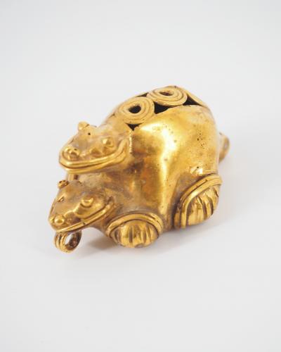 COLOMBIE Civilisation Taïrona - Tortue Janus - Statuette en or tumbago 2
