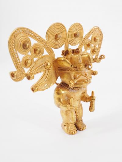 COLOMBIE Civilisation Taïrona - Dieu aillé - Statuette en or tumbago 2