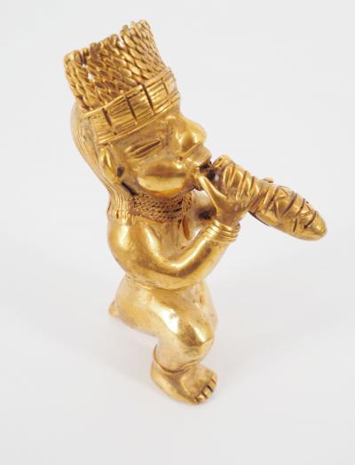 COLOMBIE Civilisation Taïrona - Musicien cérémoniel - Statuette en or tumbago 2