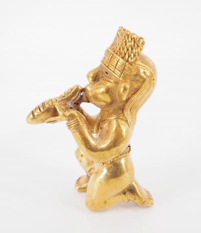 COLOMBIE Civilisation Taïrona - Musicien cérémoniel - Statuette en or tumbago 2