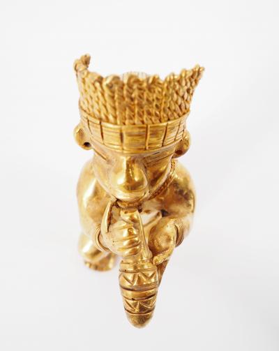COLOMBIE Civilisation Taïrona - Musicien cérémoniel - Statuette en or tumbago 2