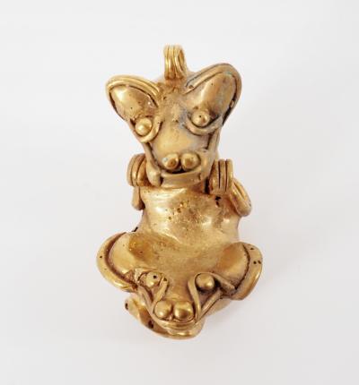 COLOMBIE Civilisation Taïrona - Fennec joueur - Statuette en or tumbago 2