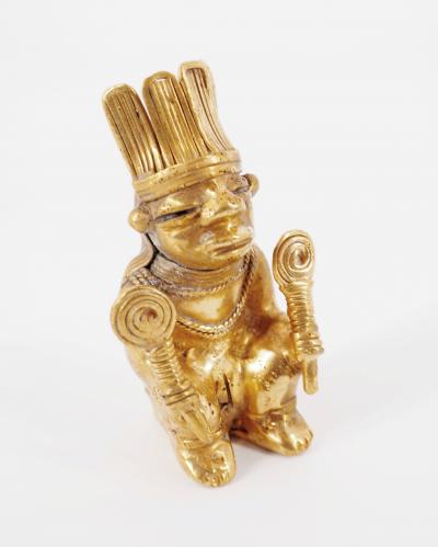 COLOMBIE Civilisation Taïrona - Femme Ouutsür - Statuette en or tumbago 2