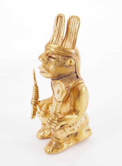 COLOMBIE Civilisation Taïrona - Femme Ouutsür - Statuette en or tumbago 2