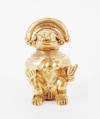 COLOMBIE Civilisation Taïrona - Cheffe de tribu - Statuette en or tumbago 2