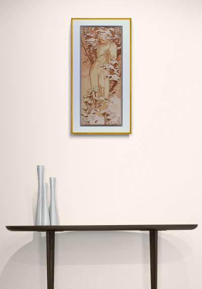Alphonse MUCHA - Hiver, 1897 - Original lithograph, enhanced with silver ink (Framed) 2