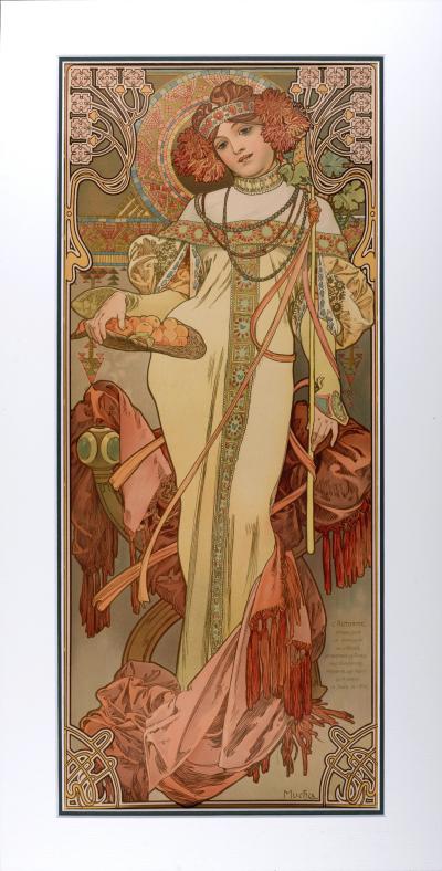 Alphonse MUCHA - Automne, 1897 - Original lithograph, enhanced with golden ink (Framed) 2
