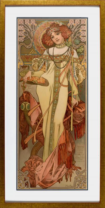 Alphonse MUCHA - Automne, 1897 - Original lithograph, enhanced with golden ink (Framed) 2