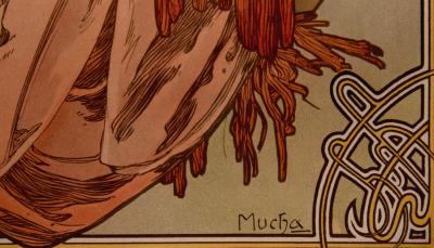 Alphonse MUCHA - Automne, 1897 - Original lithograph, enhanced with golden ink (Framed) 2