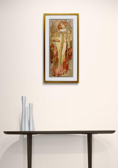 Alphonse MUCHA - Automne, 1897 - Original lithograph, enhanced with golden ink (Framed) 2