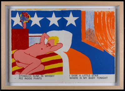 Tom WESSELMANN - Stomach Sunk In Whisky Pee Inside Pants, 1964 - Original Hand-Signed lithograph (FRAMED) 2