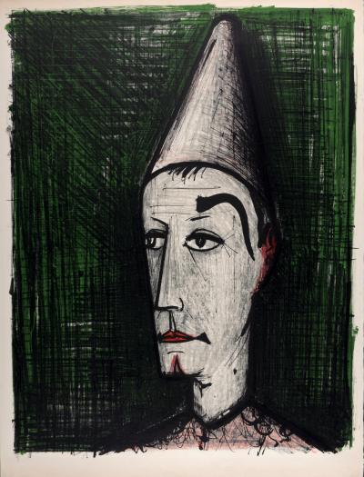 Bernard BUFFET - Le Clown sur fond vert, c. 1960 - Large original lithograph in colors on Vélin paper 2