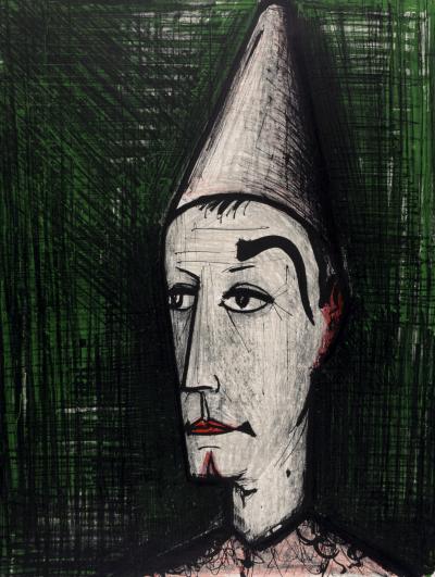 Bernard BUFFET - Le Clown sur fond vert, c. 1960 - Large original lithograph in colors on Vélin paper 2