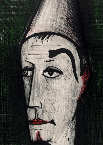 Bernard BUFFET - Le Clown sur fond vert, c. 1960 - Large original lithograph in colors on Vélin paper 2