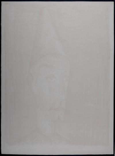 Bernard BUFFET - Le Clown sur fond vert, c. 1960 - Large original lithograph in colors on Vélin paper 2
