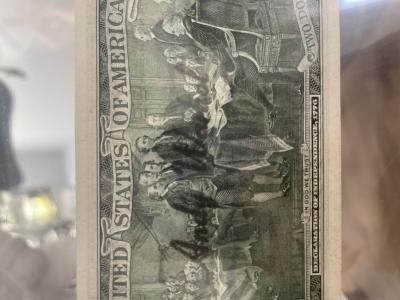 Andy Warhol - 2 dollars - series 1976, Billet de 2 Dollars Jefferson timbré et signé par Andy Warhol 2