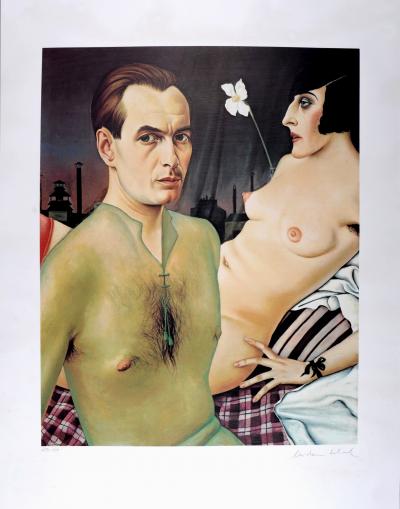 Christian SCHAD - Self Portrait with Model, Hand-signed - Original Silkscreen 2
