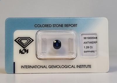 Saphir naturel 1.28 ct certifié IGI Anvers 2