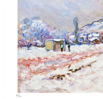 Patrick MARIE - Village normand sous la neige, 2020 - Sérigraphie signée et numérotée 2