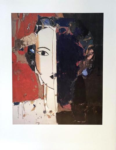 Manolo Valdés (d’après) - Retrato Con Medio Rostro Azul - affiche lithographique 2