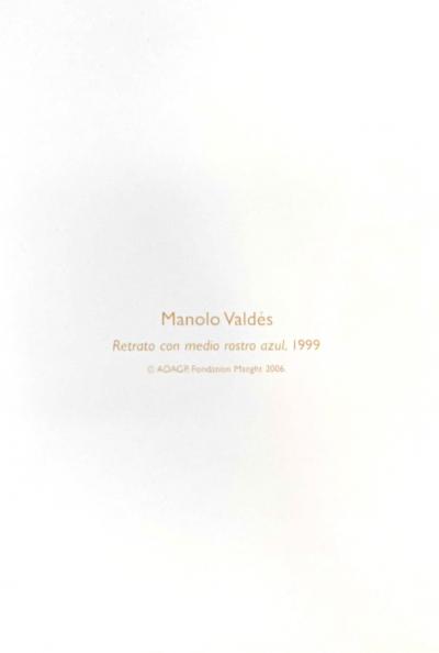 Manolo Valdés (d’après) - Retrato Con Medio Rostro Azul - affiche lithographique 2