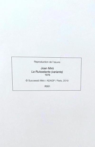 Joan Miró (d’après) - La Ruisselante (Variante) - affiche lithographique 2