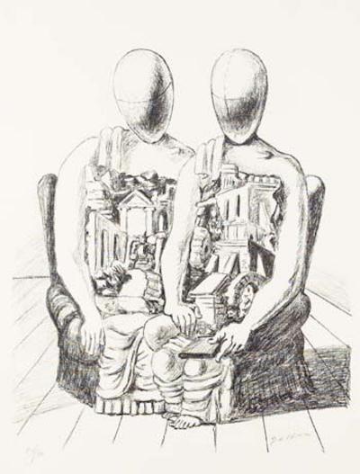 Giorgio DE CHIRICO - Les Archéologues, 1969 - litographie signée à la main 2