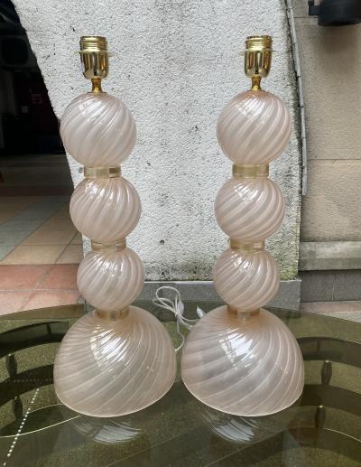 Paire de lampes roses - Verre de Murano 2