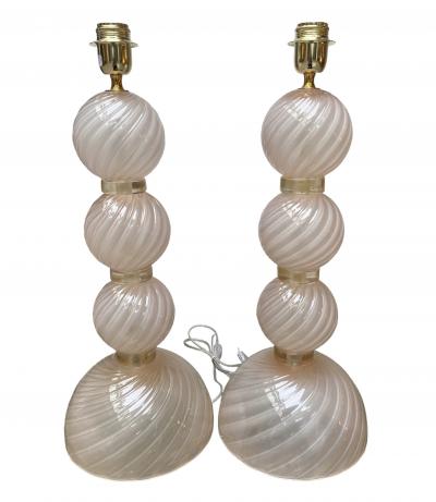 Paire de lampes roses - Verre de Murano 2