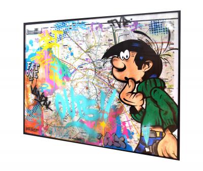 Fat - Gaston Lagaffe - Acrylique sur plan de métro 2