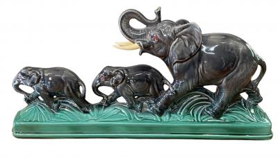 Sculpture céramique éléphants  2