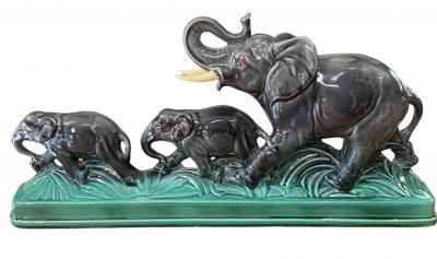 Sculpture céramique éléphants  2