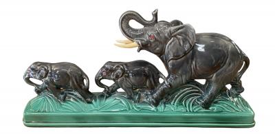 Sculpture céramique éléphants  2
