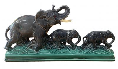 Sculpture céramique éléphants  2