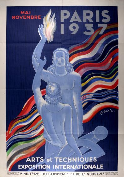 Leonetto CAPPIELLO - Arts et techniques, Exposition Internationale Paris 1937 - Large original lithograph poster on paper. 2