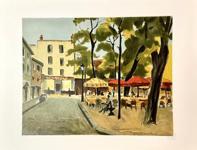 Louis Toffoli - Place du Terte, 1995 - lithographie originale, signée et justifié à la main 2