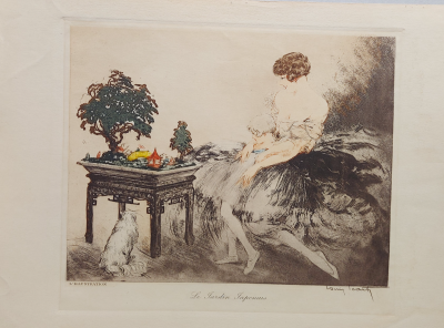 Louis Icart  - Japonese garden  (1925)  - Gravure originale en couleurs signée dans la planche 2