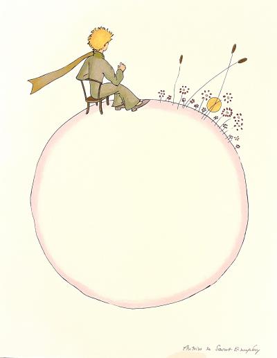 Antoine de Saint-Exupéry - Le Petit Prince et le coucher de soleil - Lithographie
