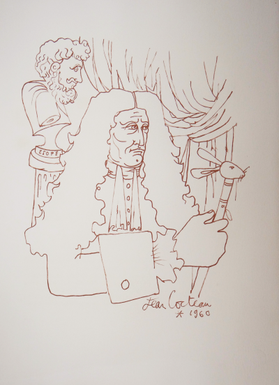 Jean COCTEAU - Préface 20 Fables de La Fontaine, 1960 - Gravure