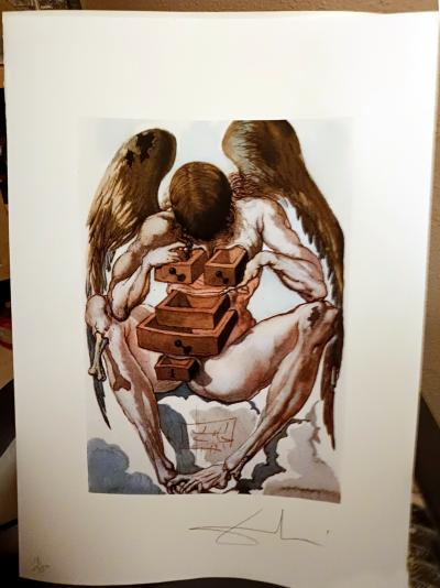 Salvador Dali,(despues) - ANGELO Caduto. Inferno 1 de Divina Comedia Dante - Litografia Edicion Limitada, Firmada 2