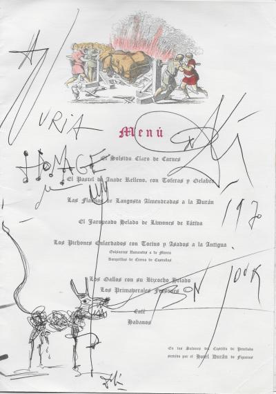 Salvador DALI - Dessins dans menu - feutre et stylo bille sur papier 2