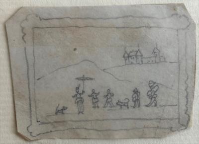 Georges SAND - Saynètes familiales - dessin original encre sur papier 2