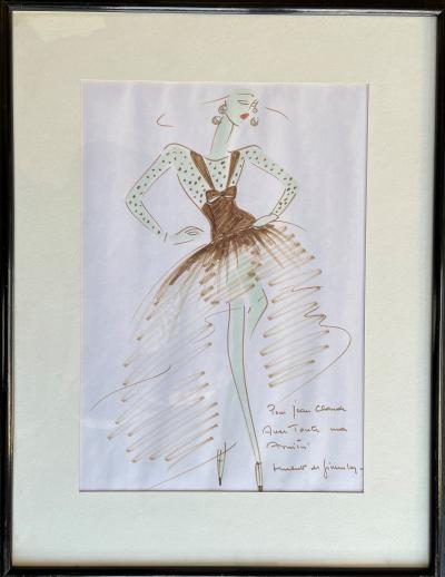 Hubert de GIVENCHY - Dessin de mode original - feutres sur papier 2
