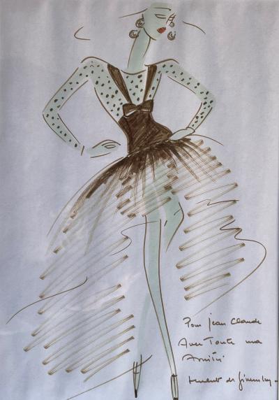 Hubert de GIVENCHY - Dessin de mode original - feutres sur papier 2