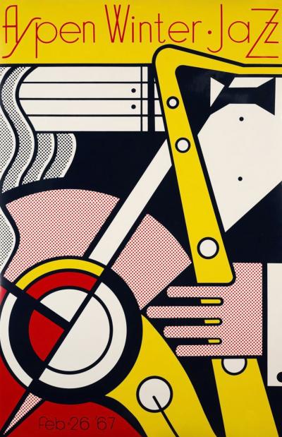 Roy LICHTENSTEIN - Aspen winter jazz, 1967 - Original first printing color screenprint on heavy white calendered paper. 2