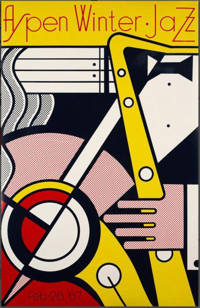 Roy LICHTENSTEIN - Aspen winter jazz, 1967 - Original first printing color screenprint on heavy white calendered paper. 2
