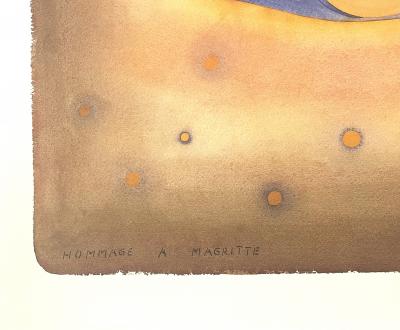 Jean-Michel Folon - Hommage à Magritte - lithographie signée dans la planche 2