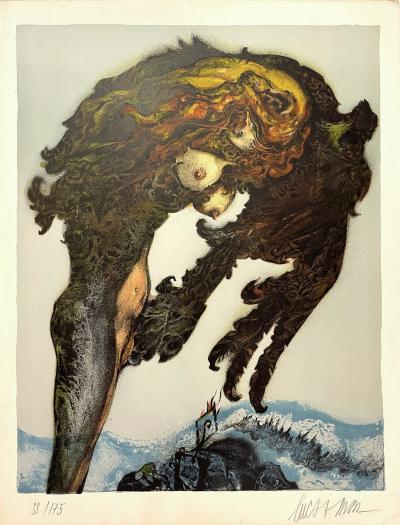 Luc Simon - La Femme à Plumes - lithographie originale signée et numérotée à la main 2